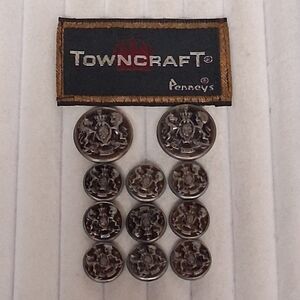 Towncraft JC Penneys Silver Blazer Buttons 11 2-Large, 9 Smaller